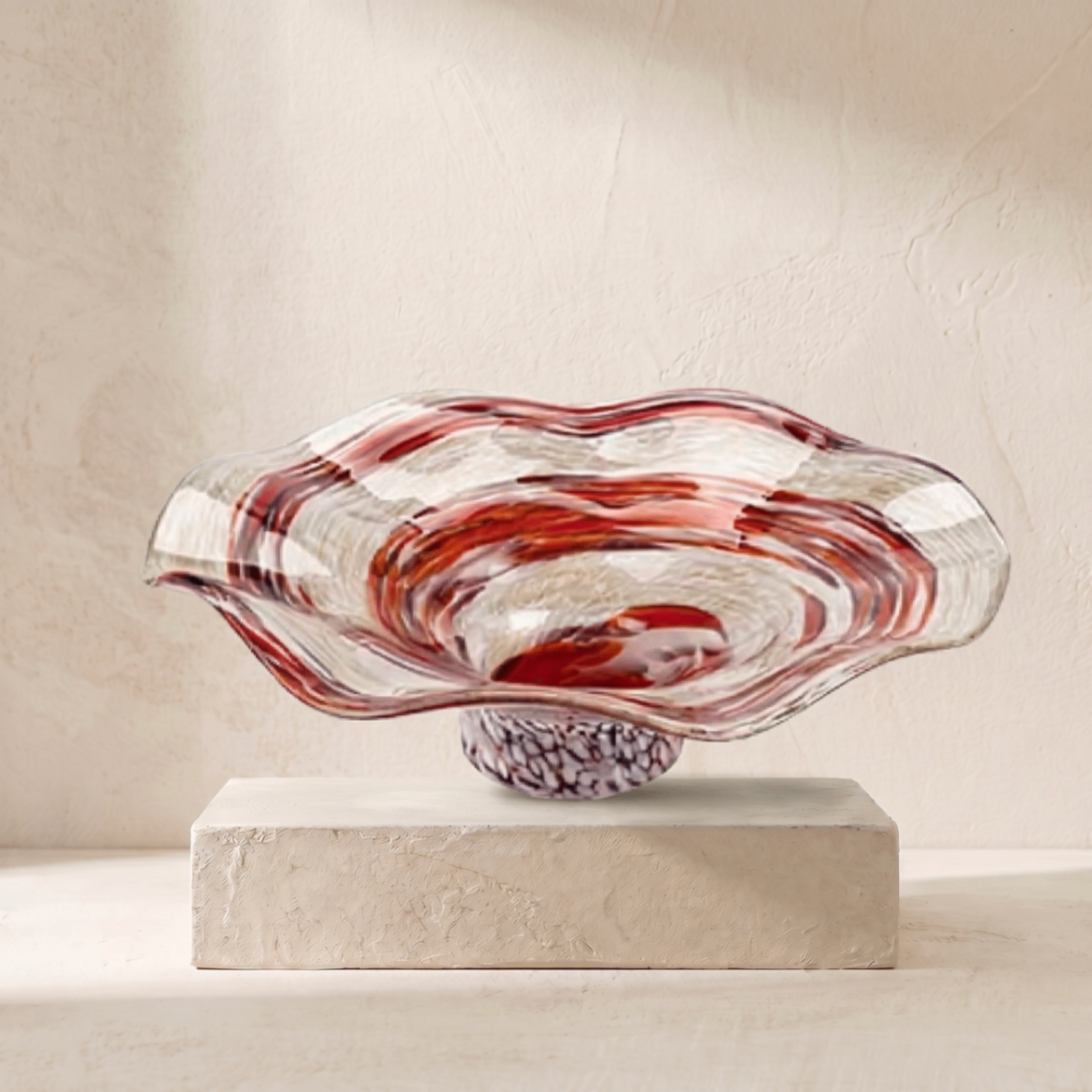 Coupe ondulée rouge & crème — REF#78007