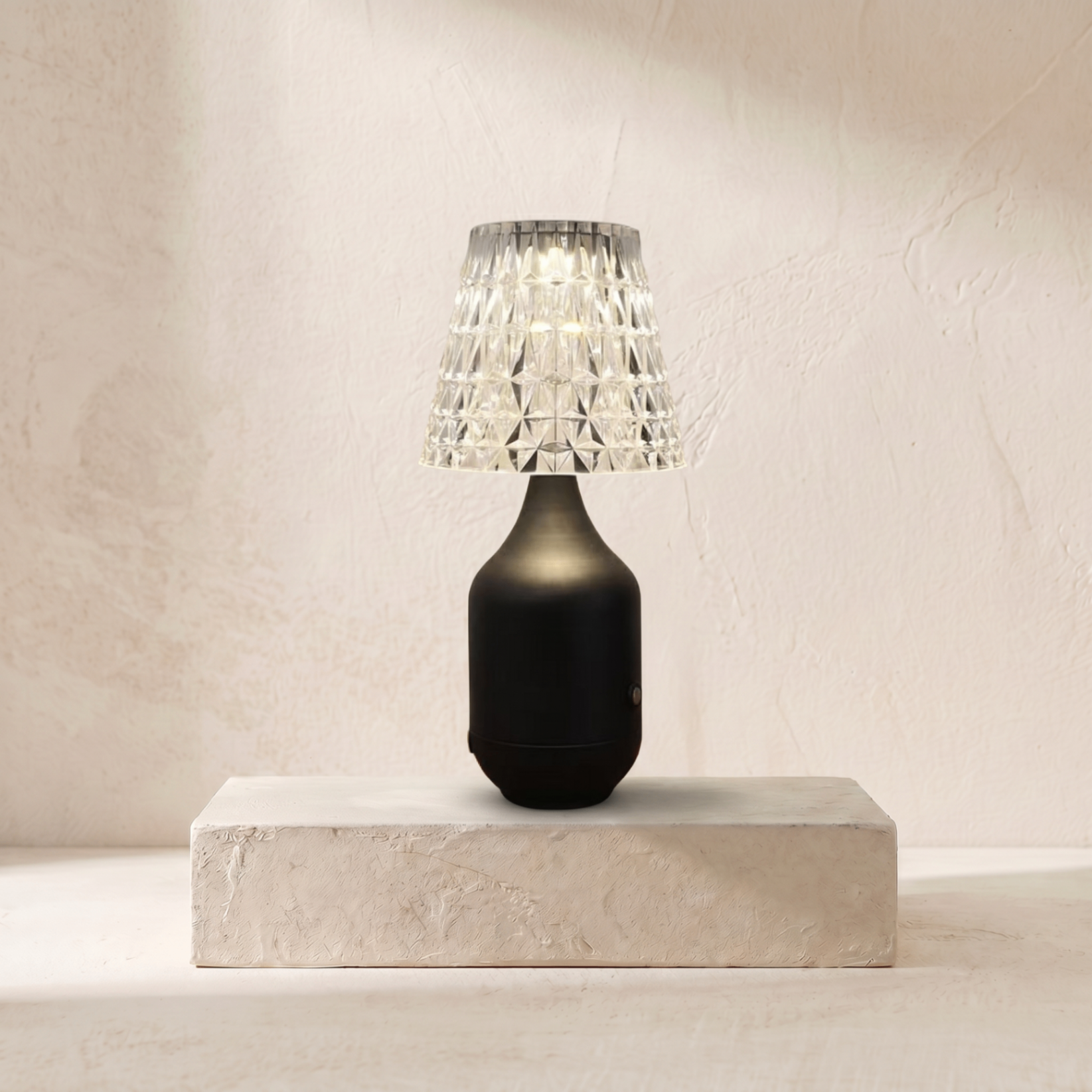 Lampe de table cristal & noir mat — REF#78010